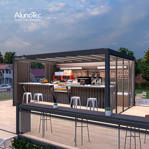 AlunoTec Purgola Roof Weatherproof Outdoor Coffee Bar Patio Construction with Louvered Top