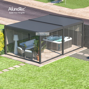 AlunoTec Backyard Space Area Cover White Grey Pergola for Hot Tub 