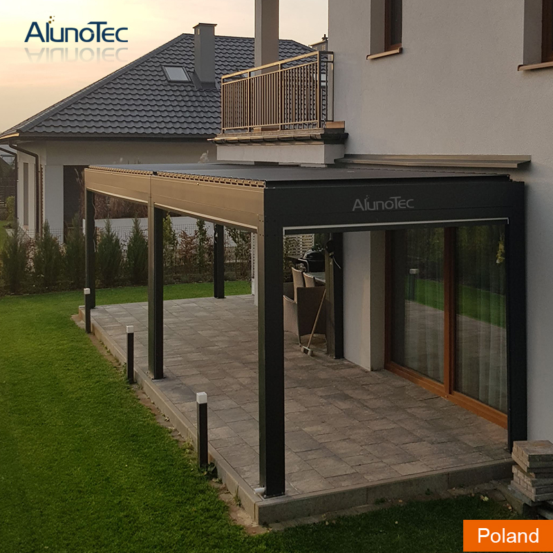 AlunoTec Aluminum Motorized Bioclimatic Louvered Pergola Roof System in Poland