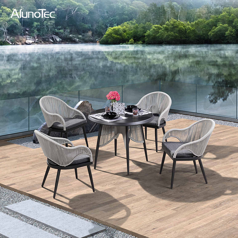 Modern Rope Chair and Table as Outdoor Garden Furniture Dining