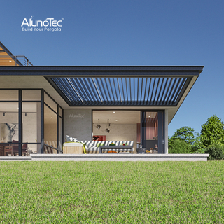 AlunoTec APP Control Fit into Existing Structure Grey Aluminum Pergola with Roof