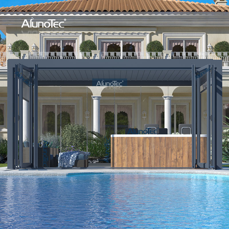 AlunoTec 8 Meter By 4 Meter Pergulla New Wall Mounted Strong Roof Terrace Swimming Pergola with Spa - Buy Swimming Pergola, pergolax, gazebo louvered roof Product on Aluminum Pergola-AlunoTec