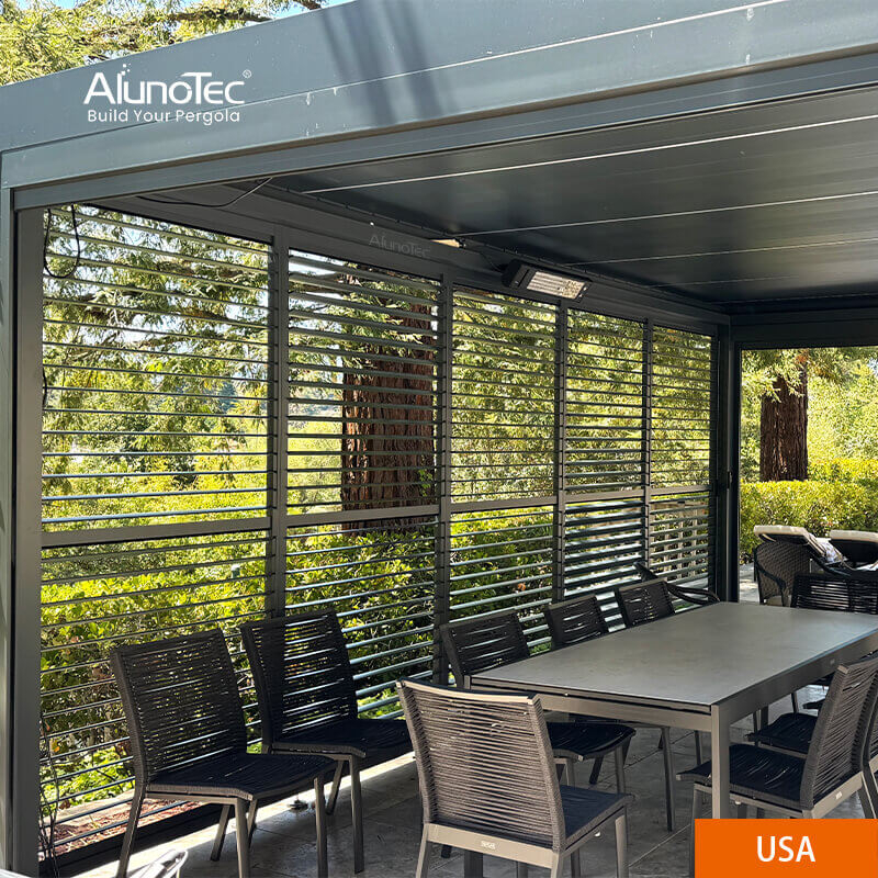 AlunoTec 4x6m American California Modern Metal Pergola Louvered Roof Systems Adjustable louvered pergola