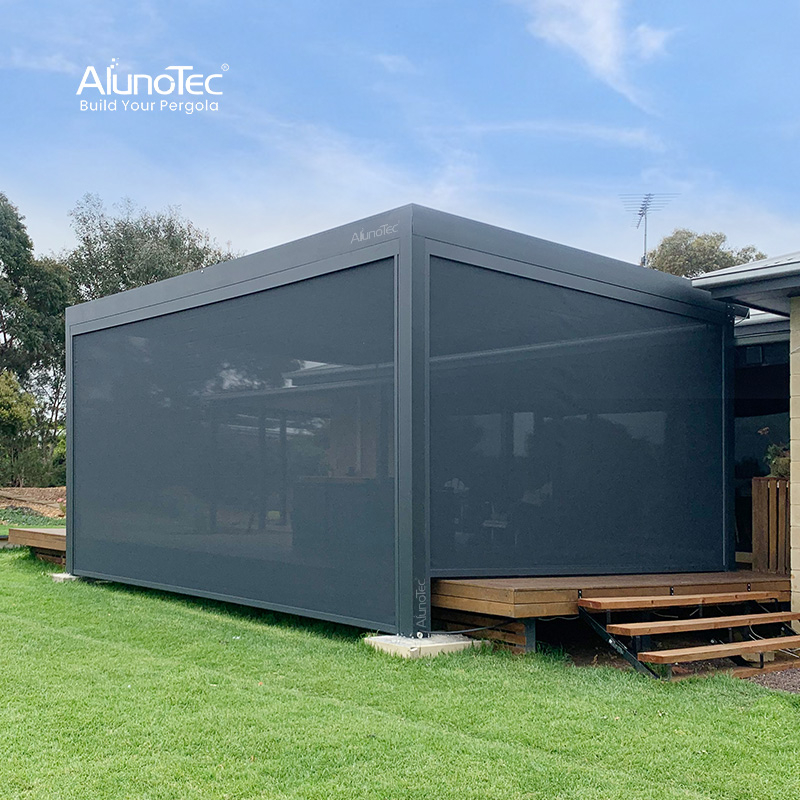 AlunoTec Fire-Retardant FabricHeavy Duty Windproof Zip Screen Wind Rated Patio Blinds Hurricane Grade Zipped Bilnds