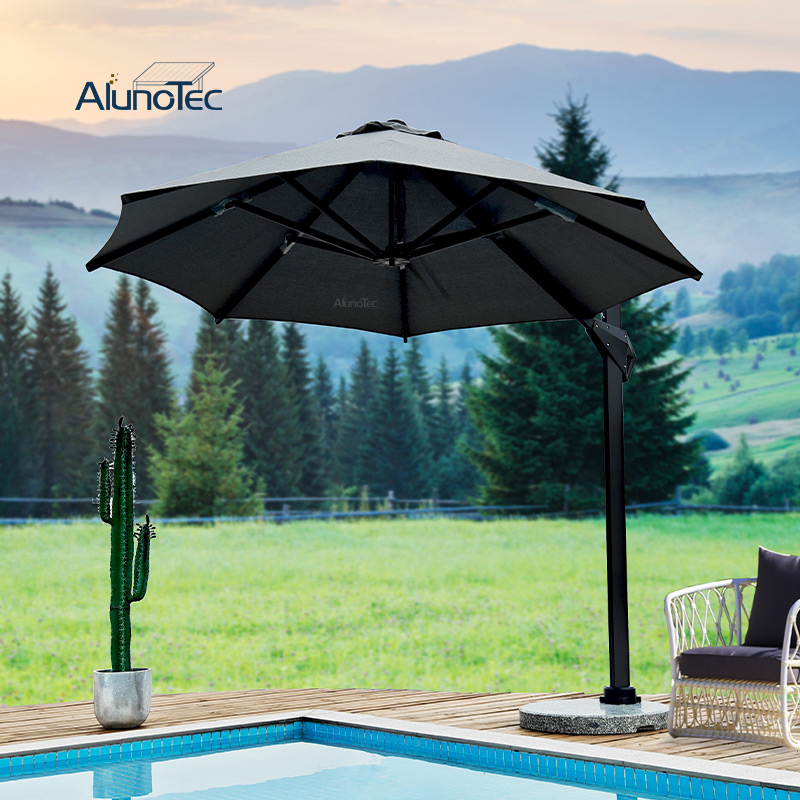 AlunoTec New Square 2.5x2.5m 3x3m Outdoor Patio Roman Cantilever 360° Rotation Garden Umbrella
