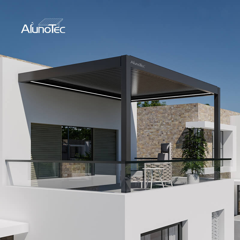 AlunoTec Electric Wall Mounted Pergola with Motorized Louvers