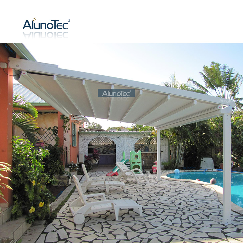 High Quality Aluminium Retractable Awning Metal Waterproof Gazebo Folding Roof for Swimming Pool