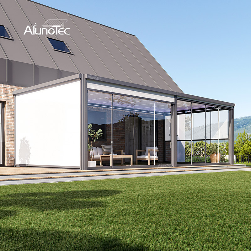 AlunoTec Modern Large Louvered Pergola Attached House Rain And Weatherproof Louvred Roof