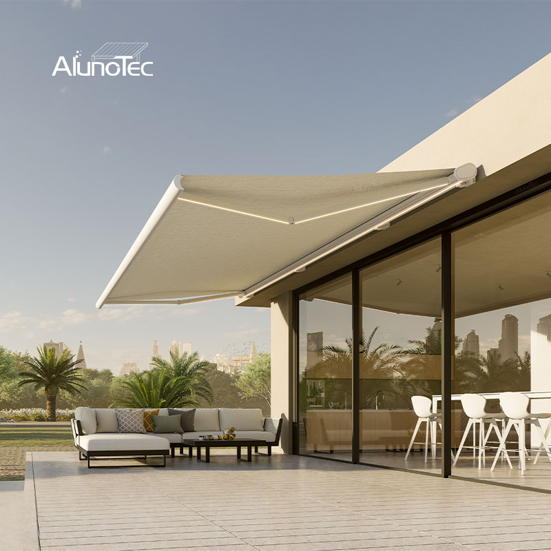 AlunoTec 2.5x2.5m 3x3m Electric Window Door Full-cassette Awning with GOB Light