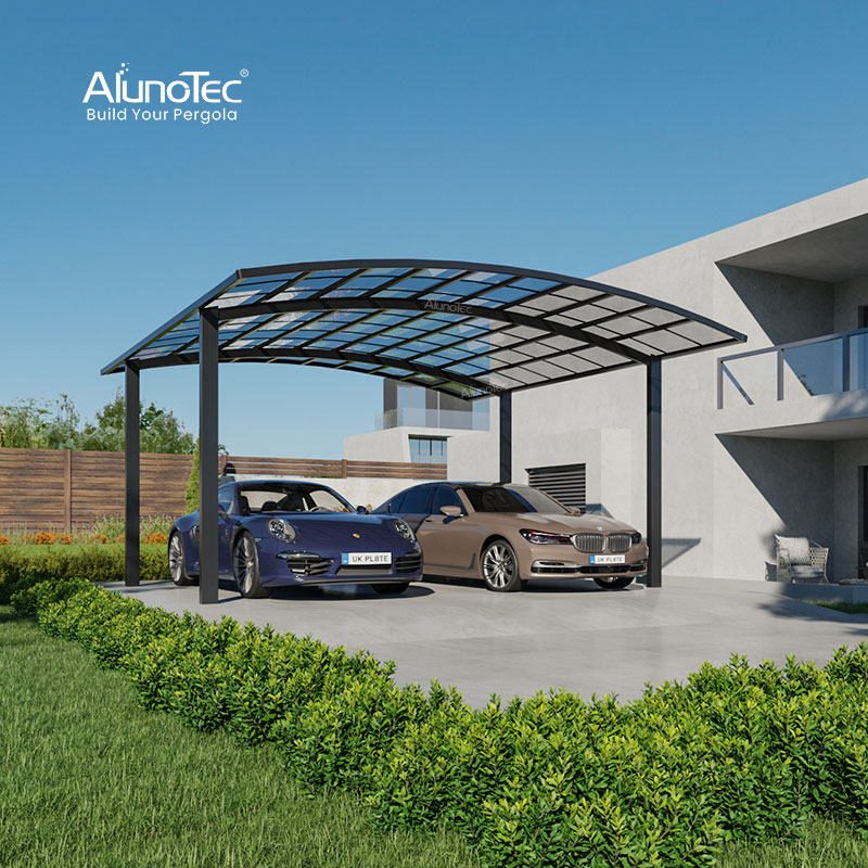 AlunoTec Rain Sun Protection Aluminum Polycarbonate Roof Double Carport for Outdoor