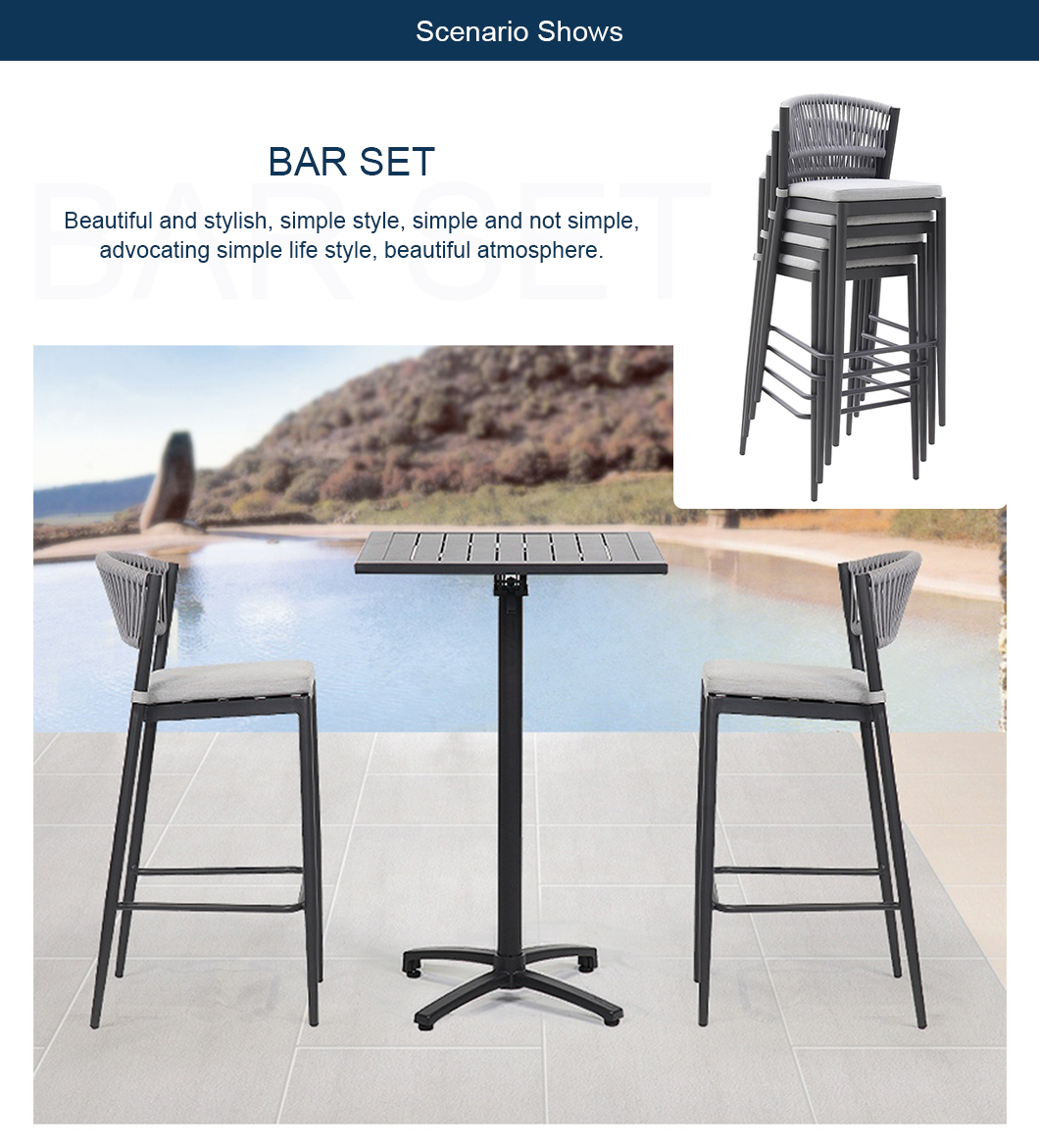 Bar Sets Garden Patio Furniture with Stool Chairs and Tables (4)