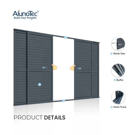 AlunoTec Rainproof Privacy Sliding Louvered Panel Shutter with Operable Blade