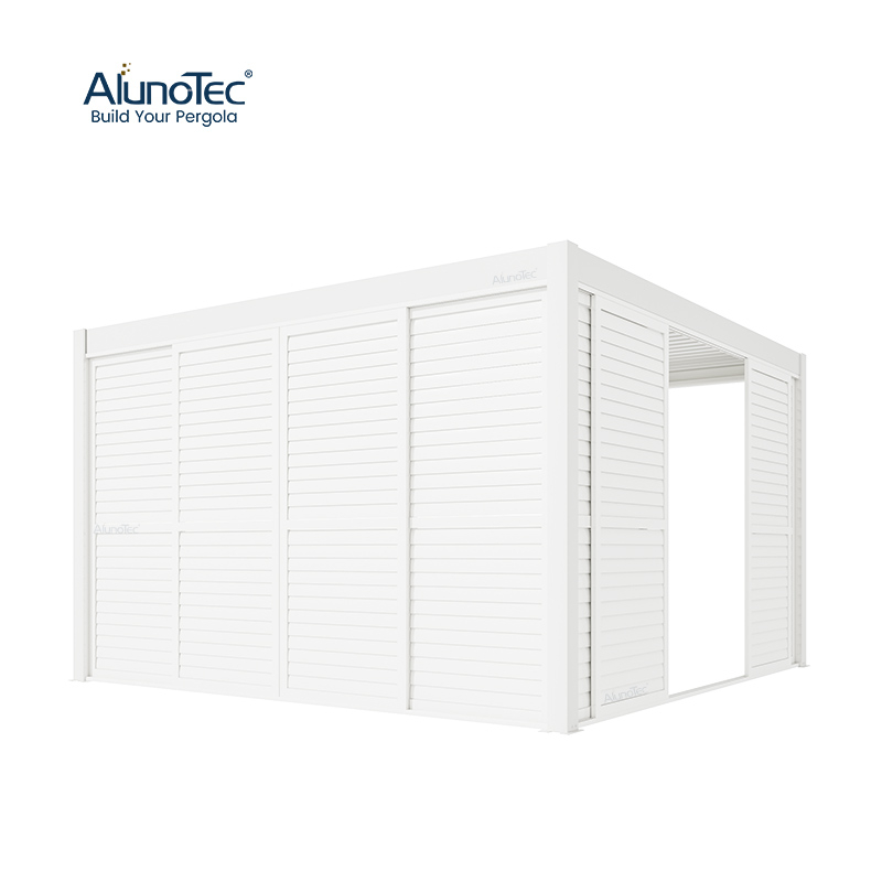 AlunoTec Rainproof Privacy Sliding Louvered Panel Shutter with Operable Blade