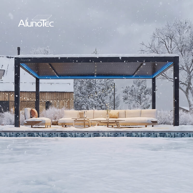 AlunoTec New 6X3.5M Custom Size 6063 T5 Freestanding Fixed Arched Roof Starlight Pergola