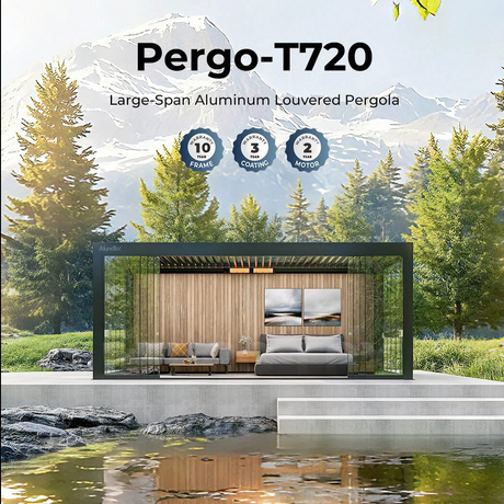 AlunoTec Heavy Duty 4.5x7m Large-Span Freestanding Murale Aluminum Louvered Pergola