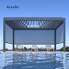 AlunoTec Manual/Motorized Garden Sunshade Canopy Aluminium Gazebo Rainproof Louver Pergola with LED