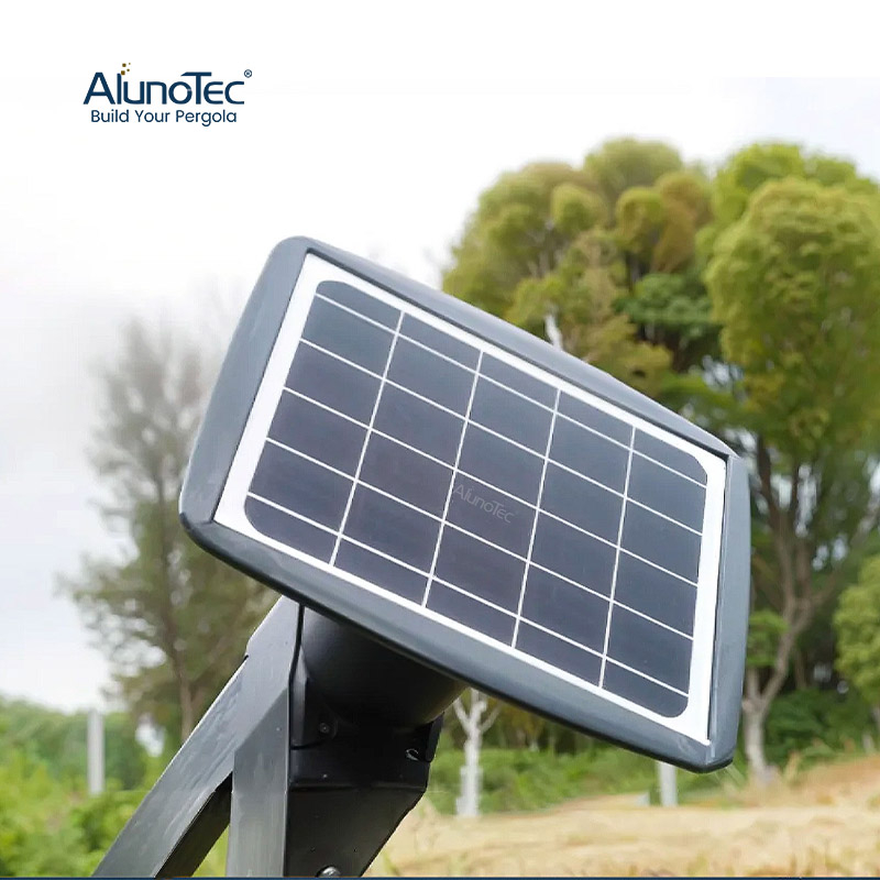 AlunoTec 3x3m Electric Manual Control Integrated Solar-powered Umbrella with Tri-colour Adjustable Light