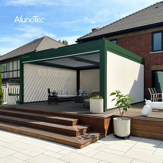 AlunoTec Canada Custom 5x6M Green Motorized Pergolas Screens Shades Louvered Aluminum Four Seasons Pergola
