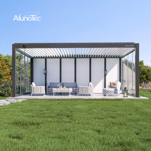 AlunoTec Custom Enclosed Patio Builders Aluminum Adjustable Louvered Pergola 