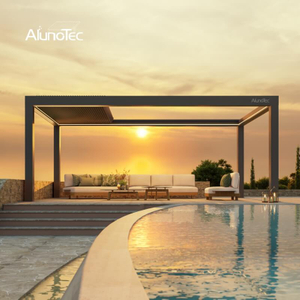 AlunoTec Four Seasons Modern Aluminum Louvered Roof System Motorized Pergola with Retractable Roof