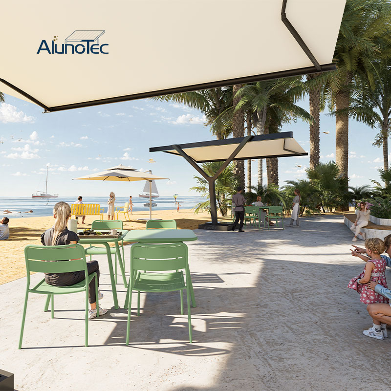 AlunoTec New Outdoor Y-Type 2.5X3M 3.5X3M Motorized Manual Full Retractable Awning with LED Light