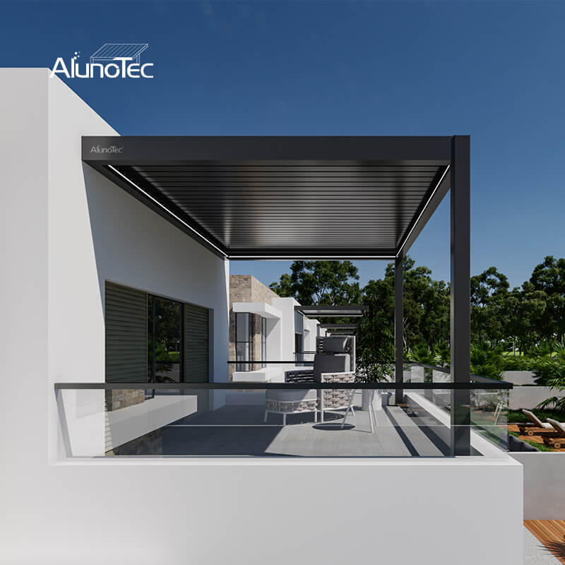 AlunoTec Electric Wall Mounted Pergola with Motorized Louvers