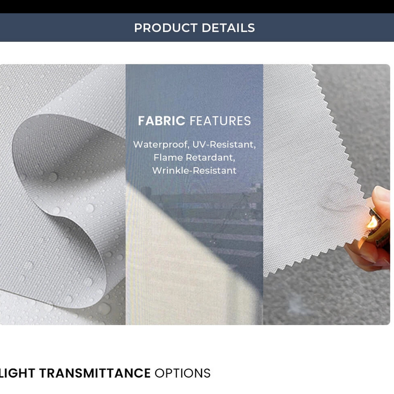 AlunoTec Fire-Retardant FabricHeavy Duty Windproof Zip Screen Wind Rated Patio Blinds Hurricane Grade Zipped Bilnds