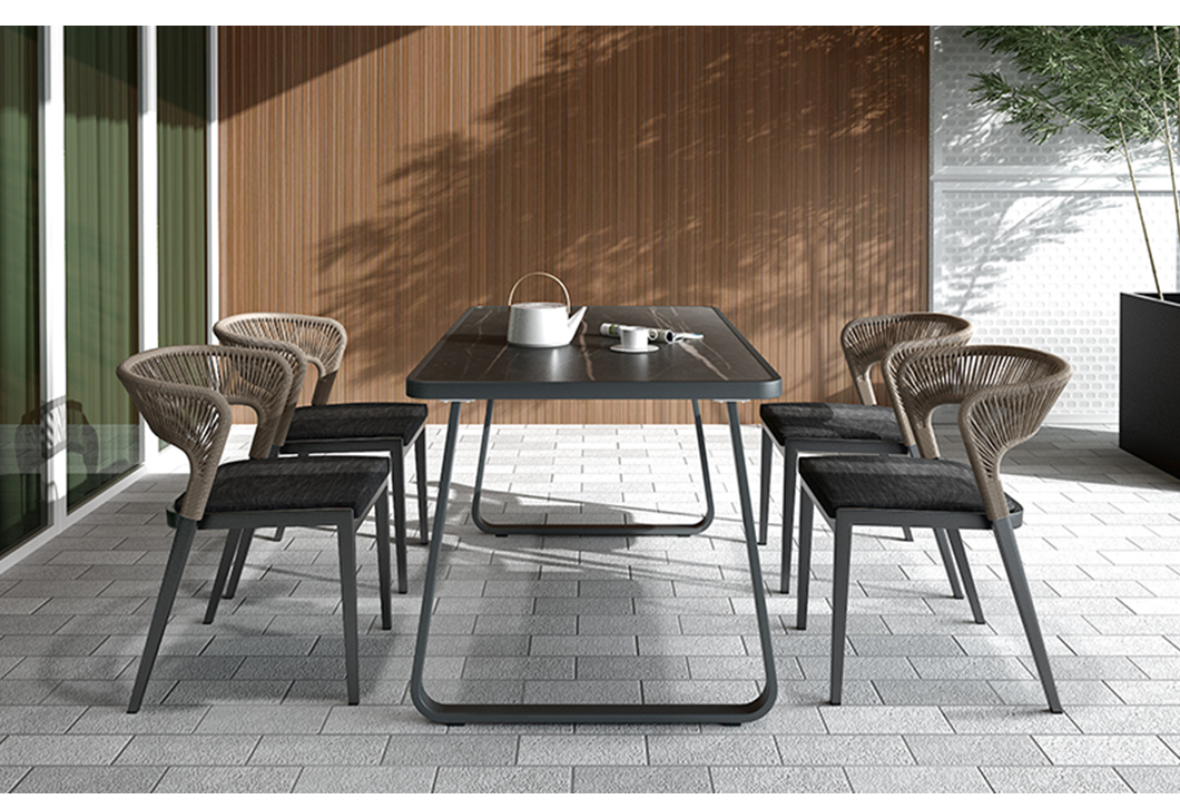 Wholesale Furniture Outdoor Garden Dining Table and Stackable chairs set (1)