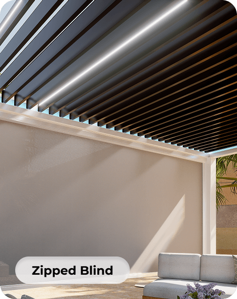 Pergola with zipped blind