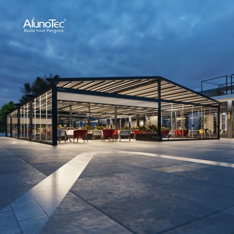 AlunoTec Large Hotel Restaurant Motorized Waterproof Sunshade Retractable Awning Roof