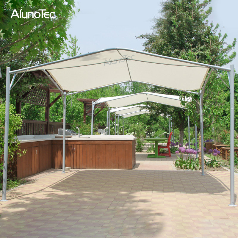 3d Cambered Patio Canopy Polyester Fabric Awning Outdoor With Steel Frame