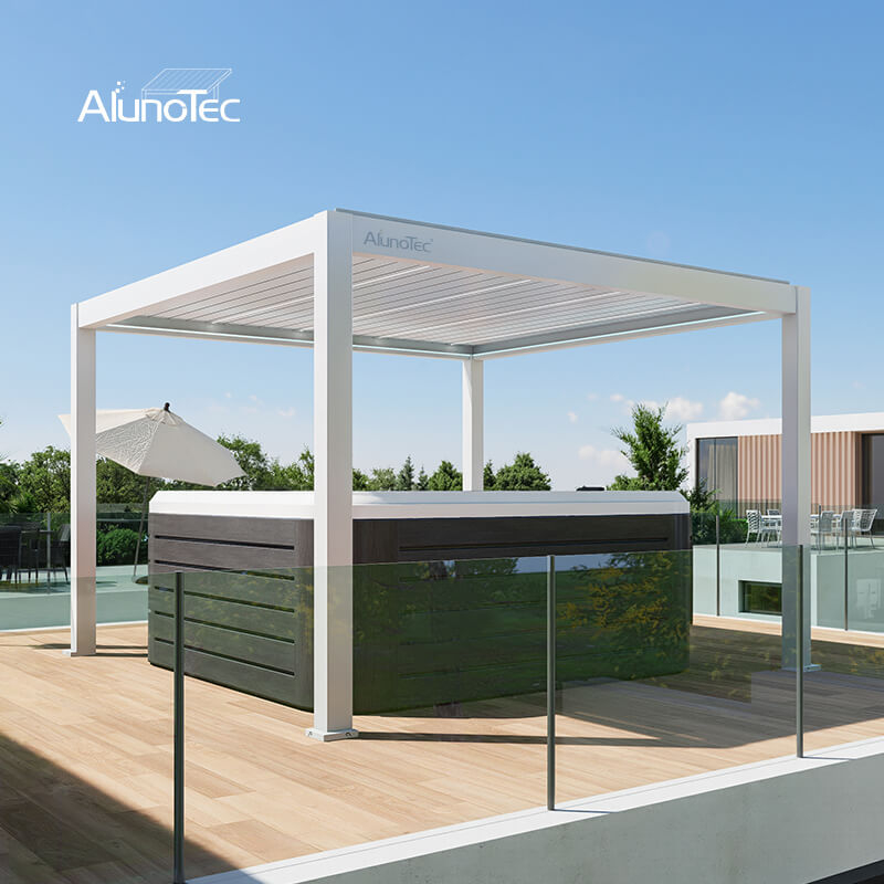 AlunoTec New Custom PALORA P6 110° Louver 6063T5 Aluminum Outdoor Patio Pergola