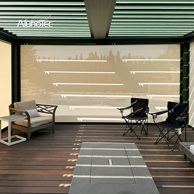 AlunoTec Canada Custom 5x6M Green Motorized Pergolas Screens Shades Louvered Aluminum Four Seasons Pergola