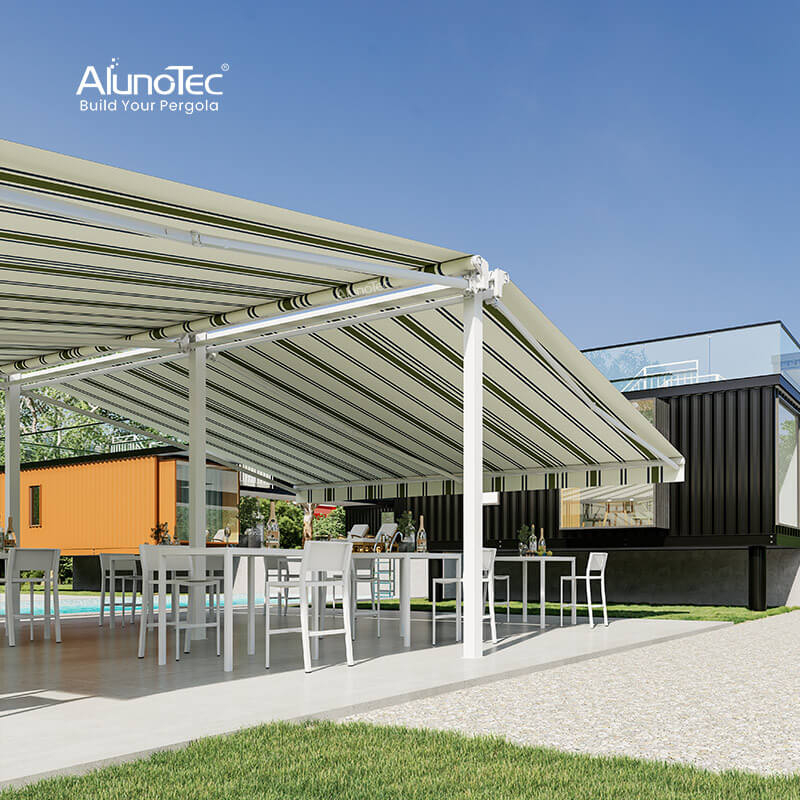 AlunoTec 3m 4m 5m 6m waterproof Patio House Electric Full Cassette Awning with Led Light