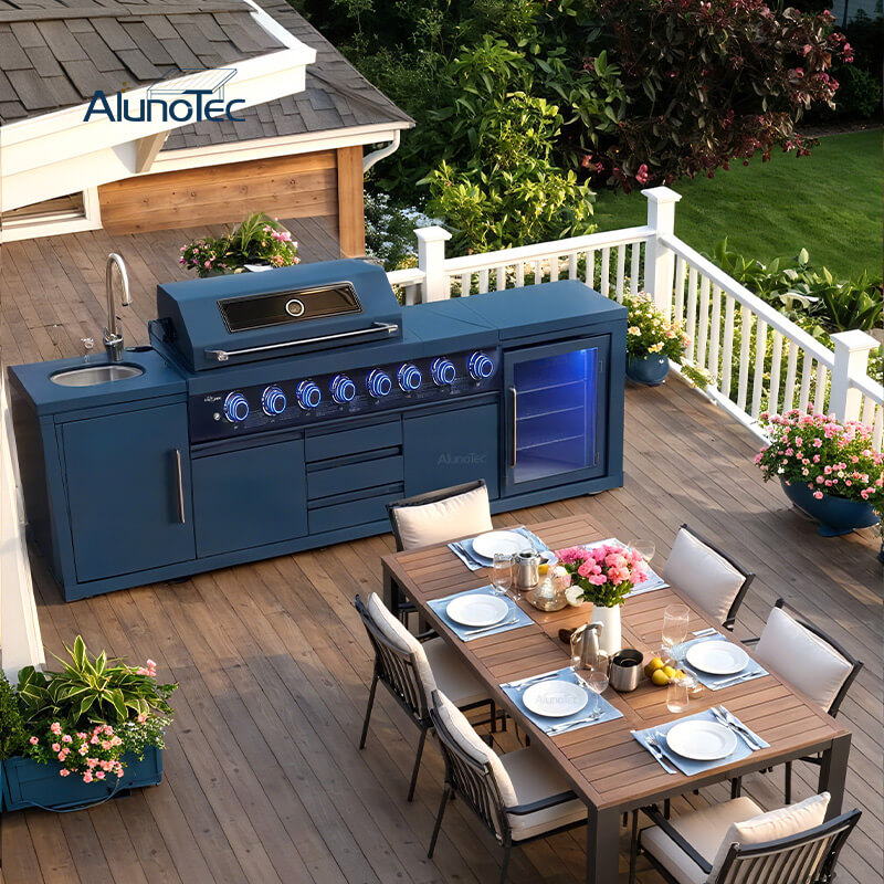 AlunoTec Multi-fuel Cooking 304 Stainless Steel Weatherproof Grill Pizza Oven Outdoor Kitchen Kits