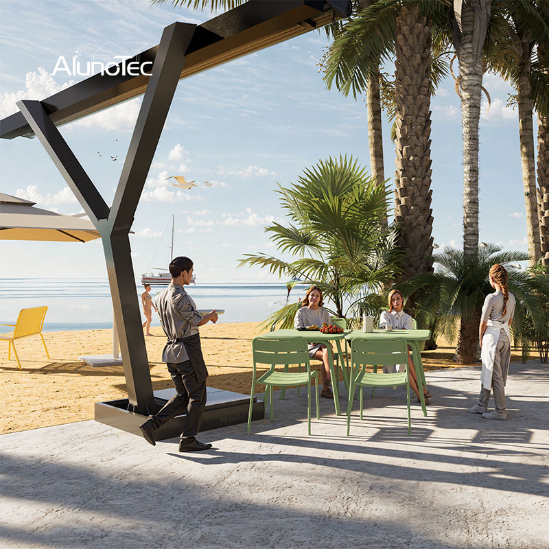 AlunoTec New Outdoor Y-Type 2.5X3M 3.5X3M Motorized Manual Full Retractable Awning with LED Light