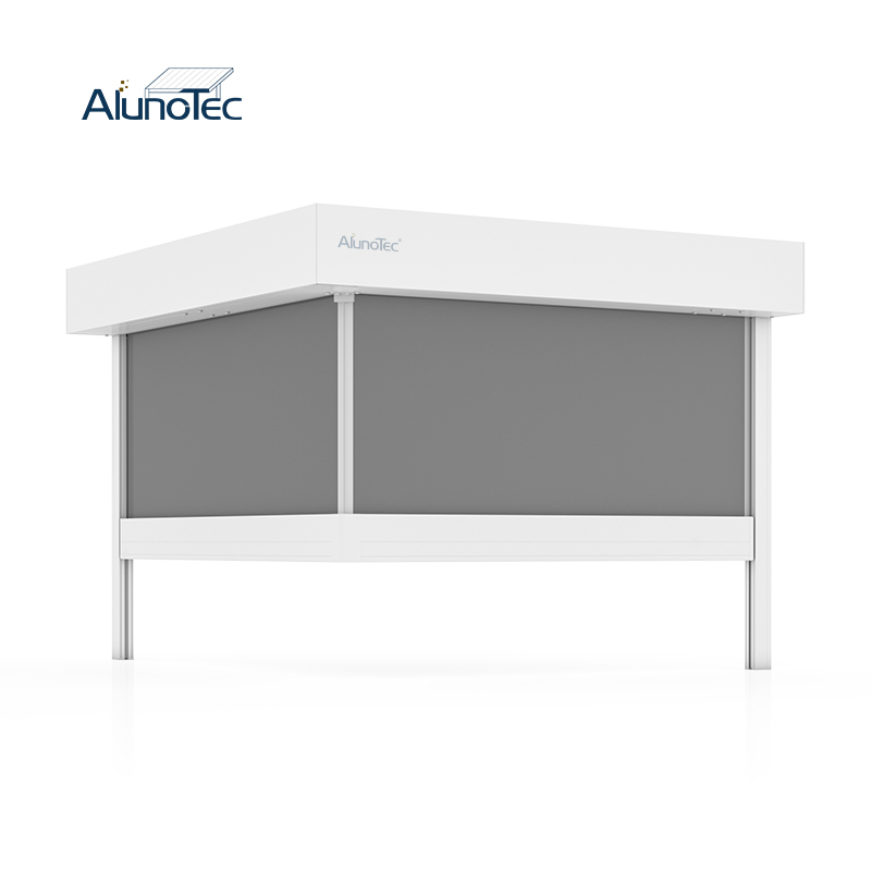  AlunoTec New Motorized Privacy 90° Corners Corner Motorized Waterproof Sunshade Flame Zipped Blinds