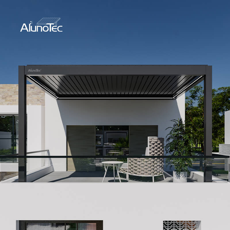 AlunoTec Electric Wall Mounted Pergola with Motorized Louvers