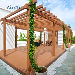 AlunoTec High Quality Garden Wooden Roof Awning Gazebo WPC Wood Pergola with Flowers