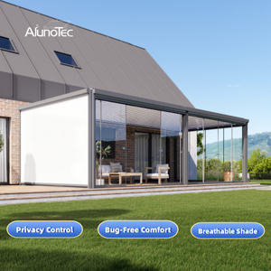 AlunoTec Modern Large Louvered Pergola Attached House Rain And Weatherproof Louvred Roof