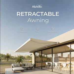 AlunoTec 2.5x2.5m 3x3m Electric Window Door Full-cassette Awning with GOB Light