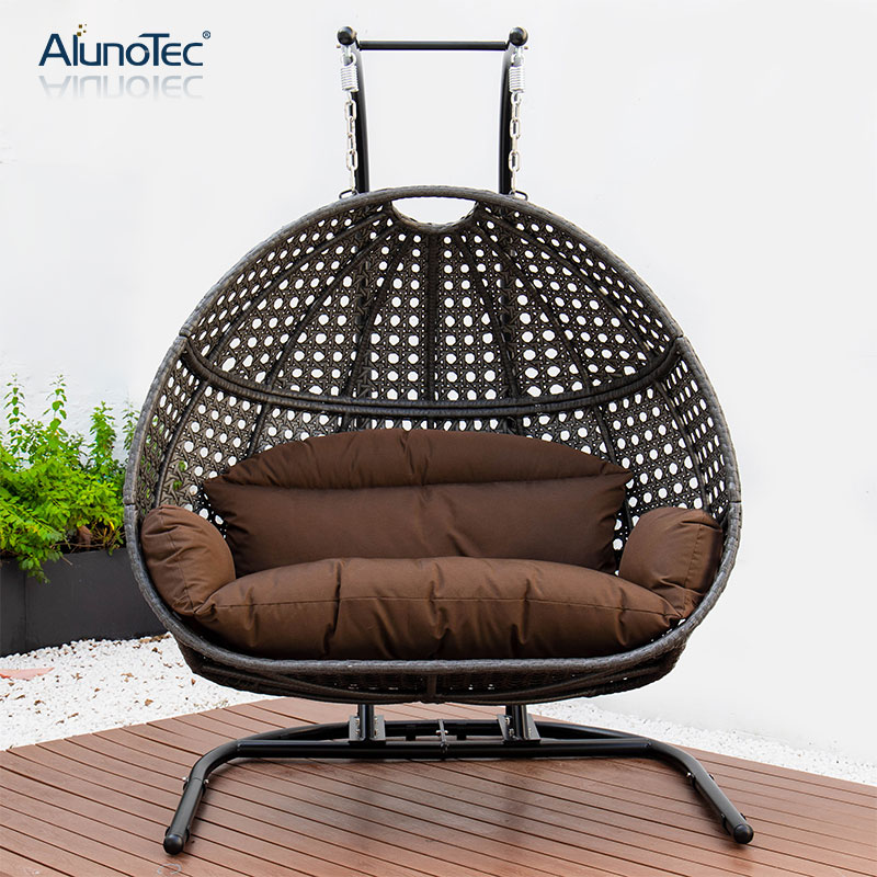 Outdoor Rattan Wicker Seat Hanging Egg, Patio Hanging Swing Chair With Stand