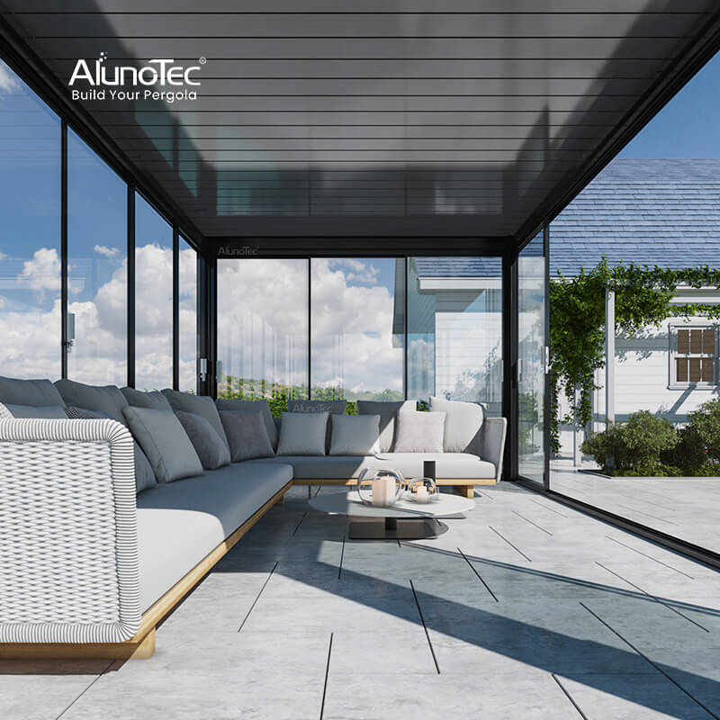 AlunoTec Manufacturers USA UK CA Luxury Pergolas Aluminum Patio Sunroom Black Outside Pergola Kits 