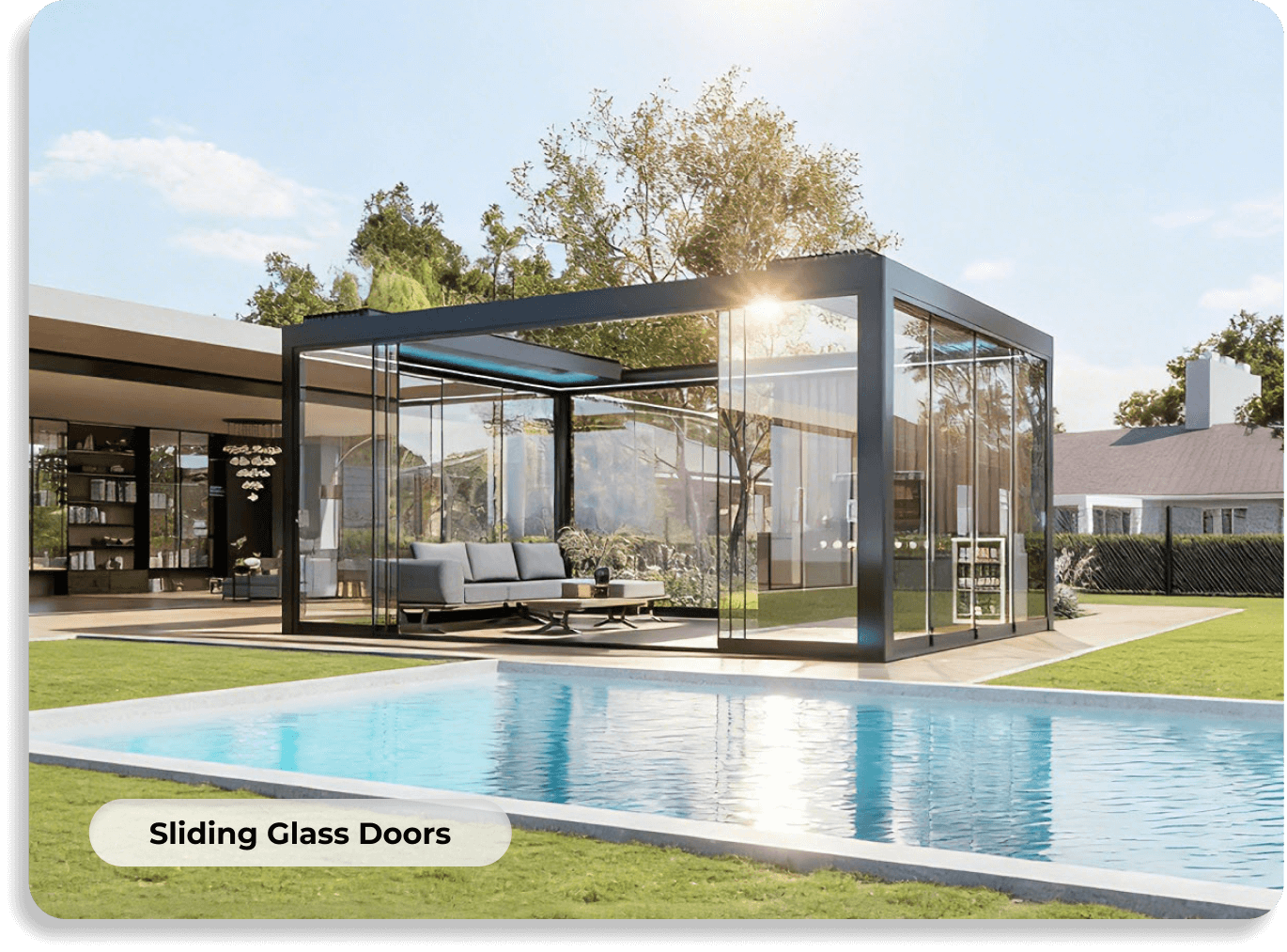 Pergola with glass door