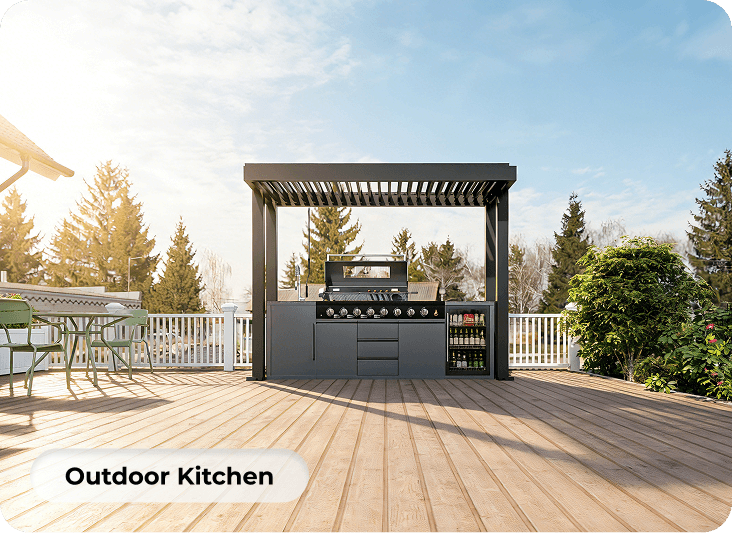 Pergola with outdoor kitchen