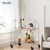 Direct Factory Portable Kitchen Serving Foldable Hand Trolley Hotel Bar Cart with Light Green