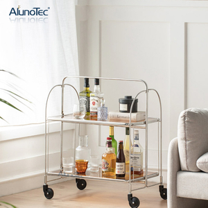 Mid-Century Modern Easy Storage Gerlinol Multifunctional Service Folding Bar Trolley with Tempered glass