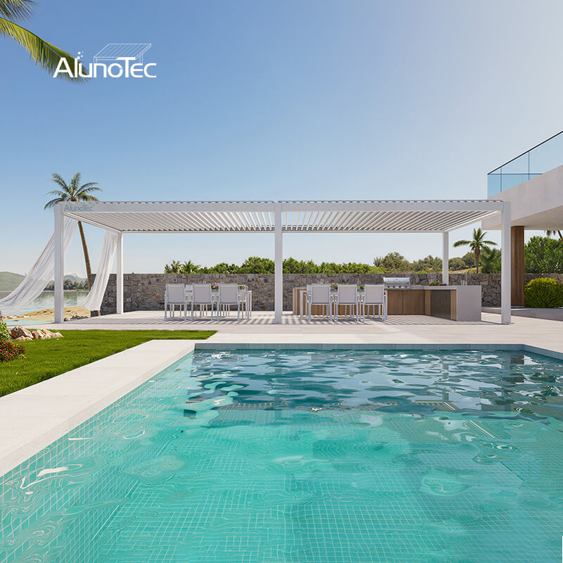 AlunoTec New Custom PALORA P6 110° Louver 6063T5 Aluminum Outdoor Patio Pergola