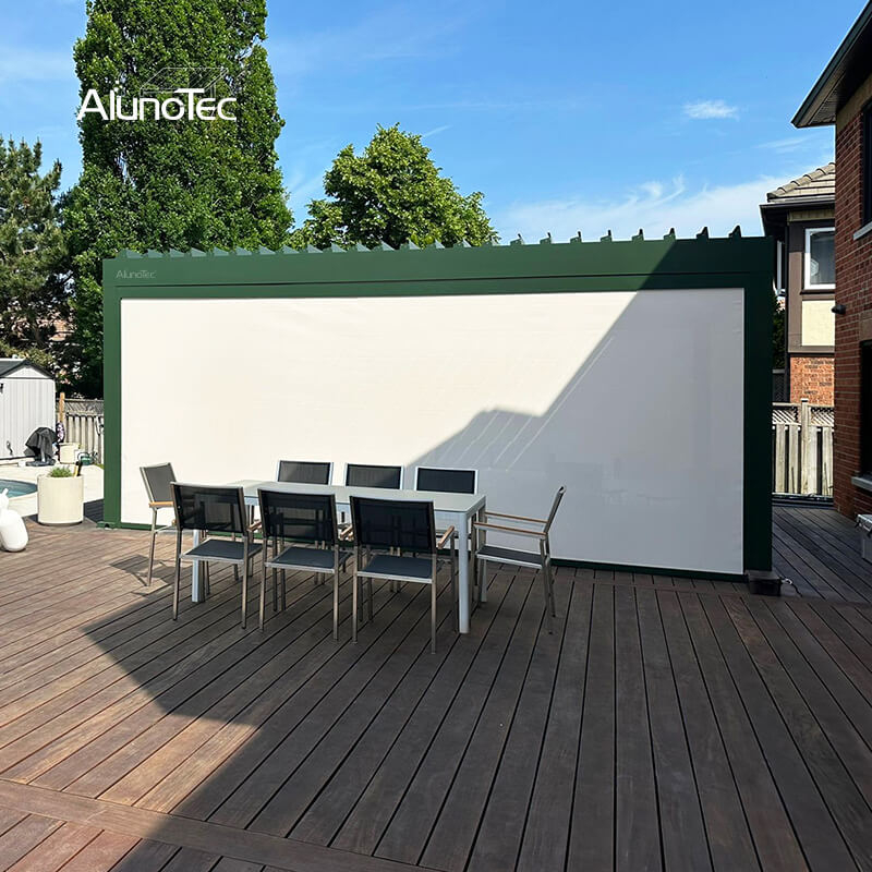 AlunoTec Canada Custom 5x6M Green Motorized Pergolas Screens Shades Louvered Aluminum Four Seasons Pergola