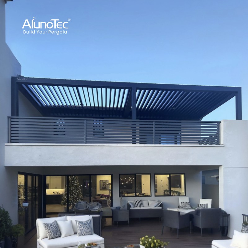 AlunoTec Easy Install Patio Cover Louvered Roof System Outdoor Sunshade Pergola 